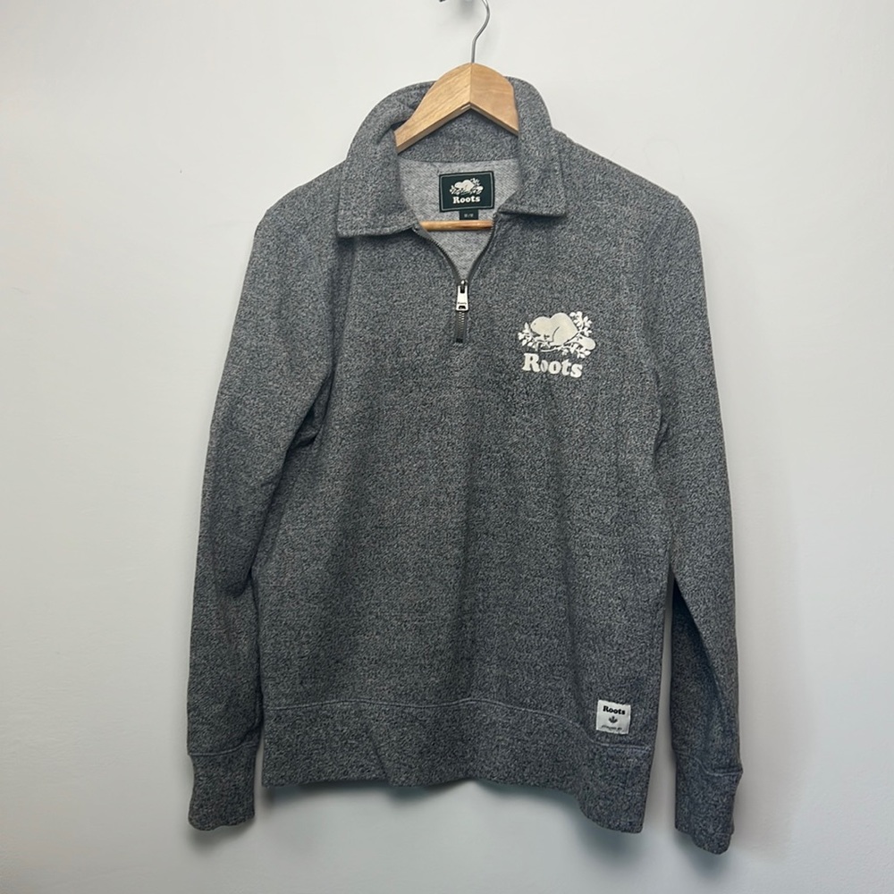 Roots quarter zip up pullover sweater size medium
